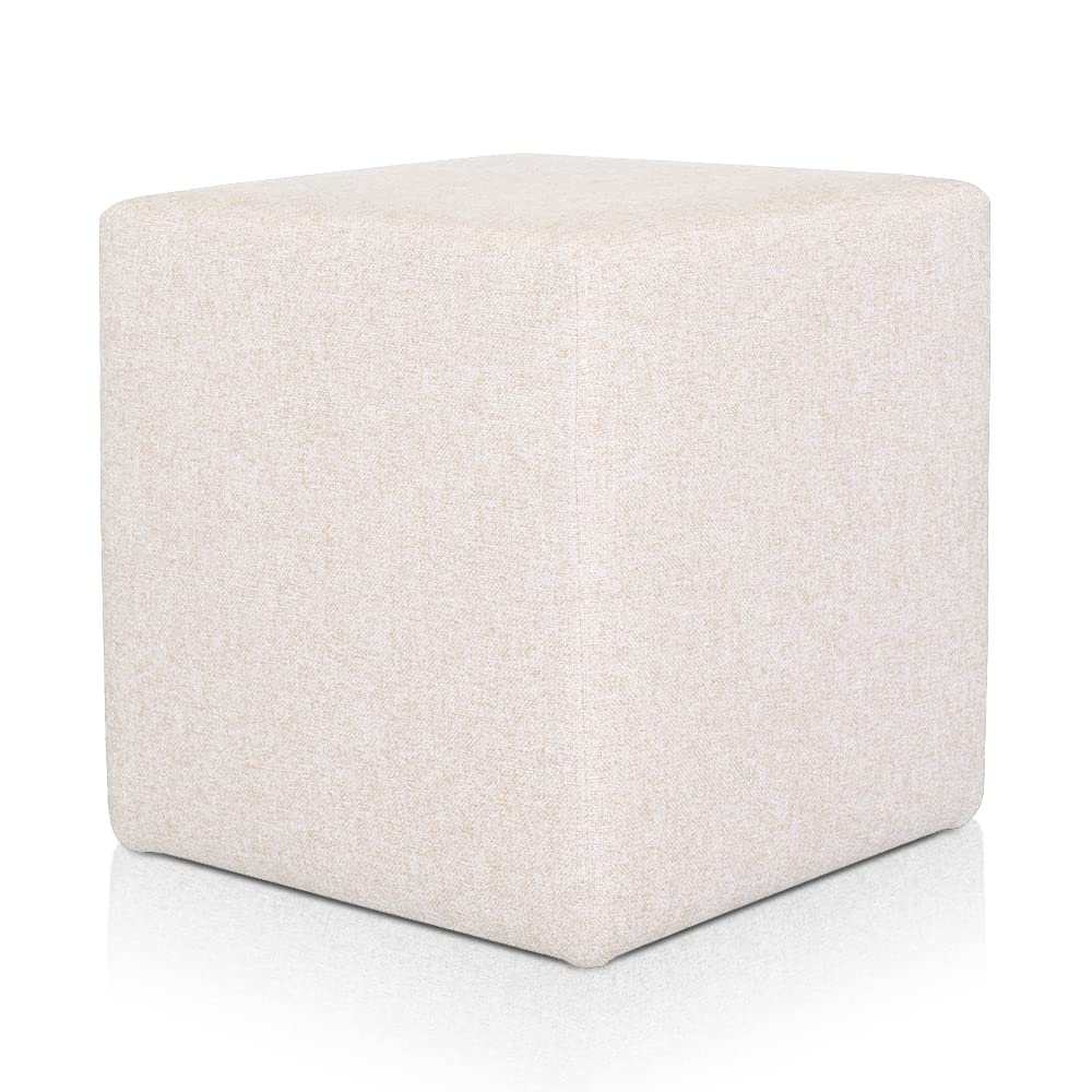 Deshome Pouf hocker Fussstütze 43x43x44 cm Wasserabweisender Stoff: Modernes Design Pouf für Sofa Wo