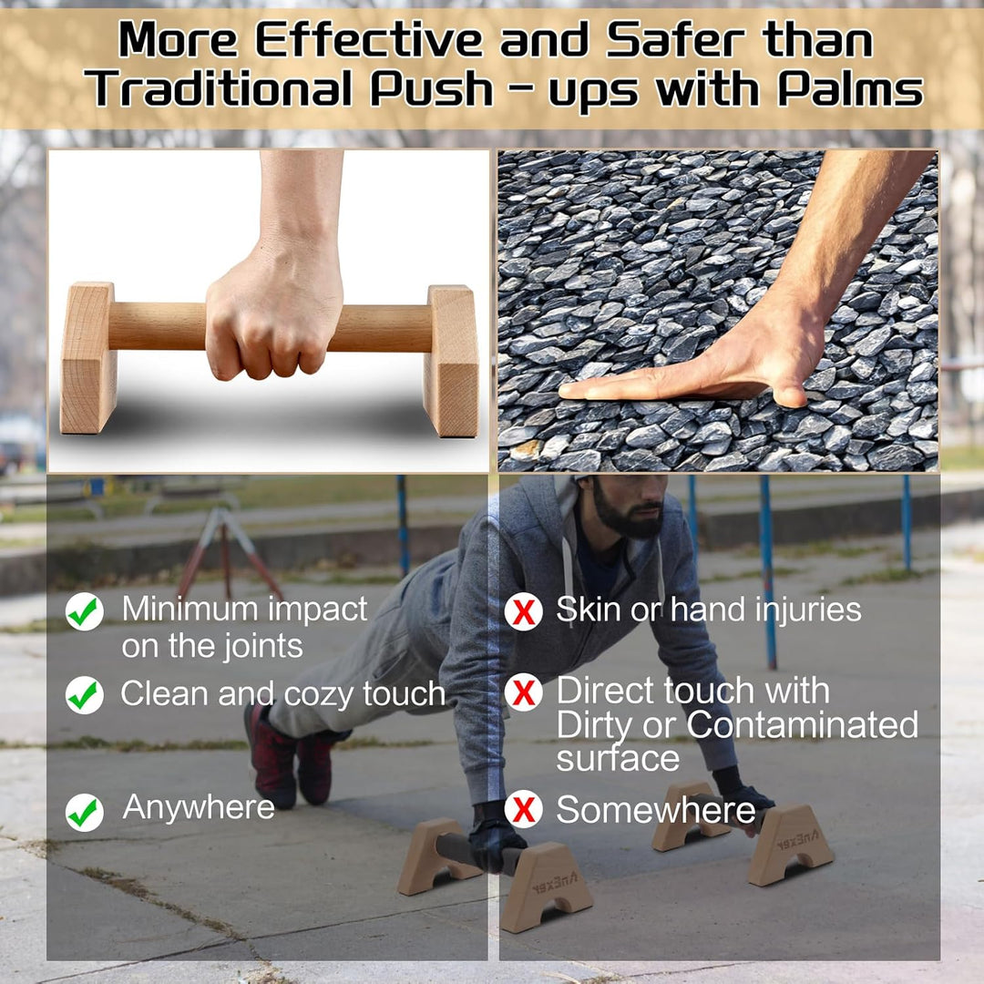 AnExer Liegestützgriffe Holz Parallettes Handstand Griffe für Calisthenics, Rutschfeste Push up Bars