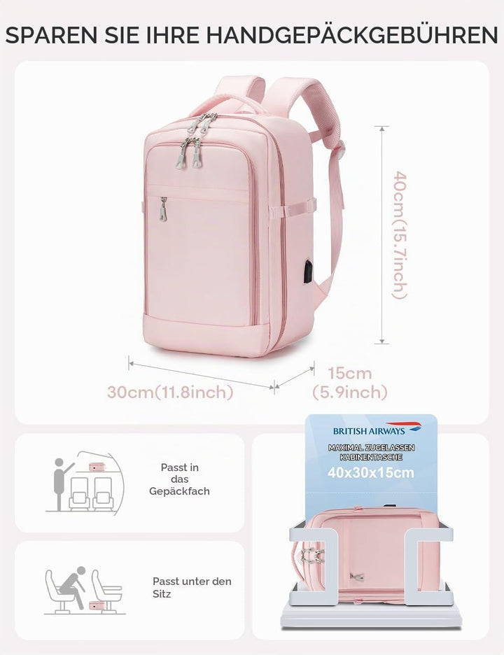 BAGZY 40x30x15cm Handgepäck Rucksack für British Airways jet2 Air France Reiserucksack Flugzeug 14 Z