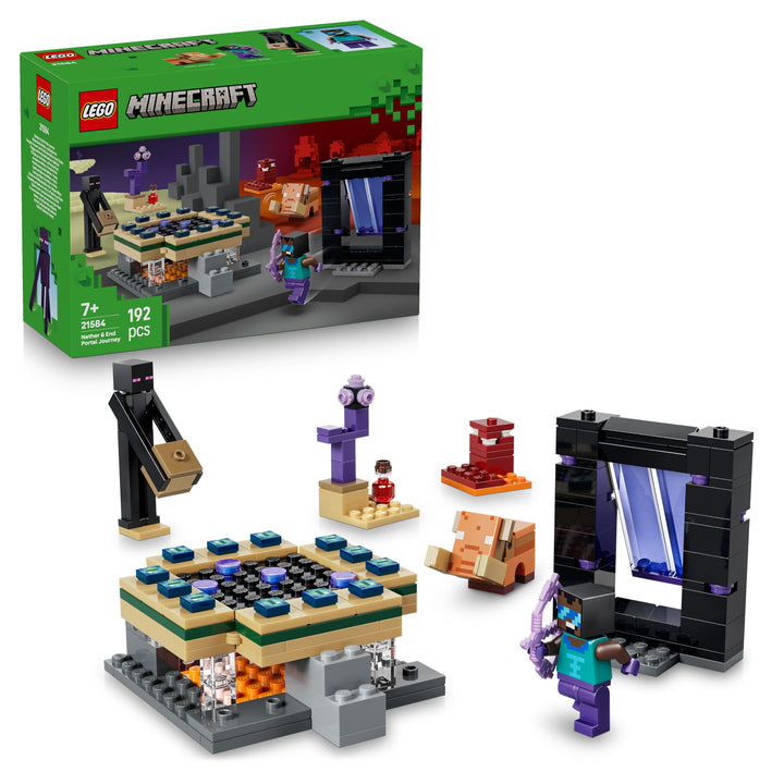 LEGO Minecraft Reise durch Nether und Endportal - Kinder Spielzeug mit Helden, Enderman und Baby Hog