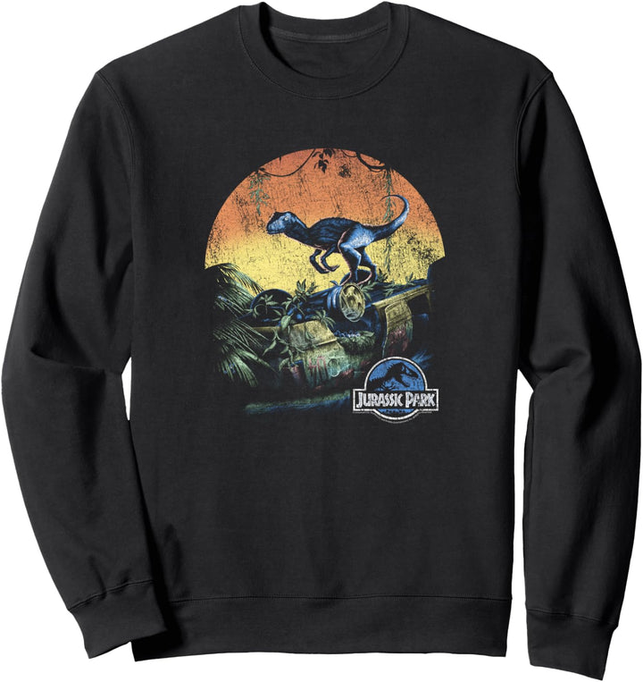 Jurassic World Velociraptor Sunset Distressed Sweatshirt
