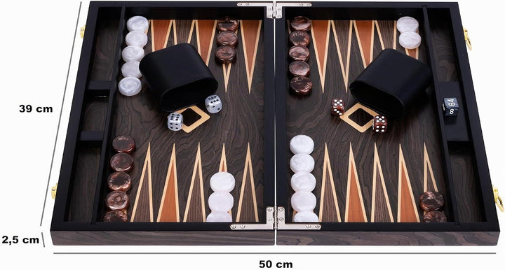Engelhart- 250544 - Luxus-Backgammon 15 Zoll – Ebenholzfurnier lackiert – braun 15 Zoll Ebenholz Bra