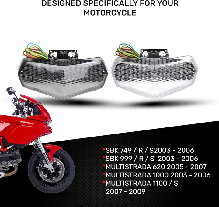 aVDB-moto LED-Bremslicht mit integrierten Blinker kompatibel mit Ducati 749, 999 Multistrada (Getönt