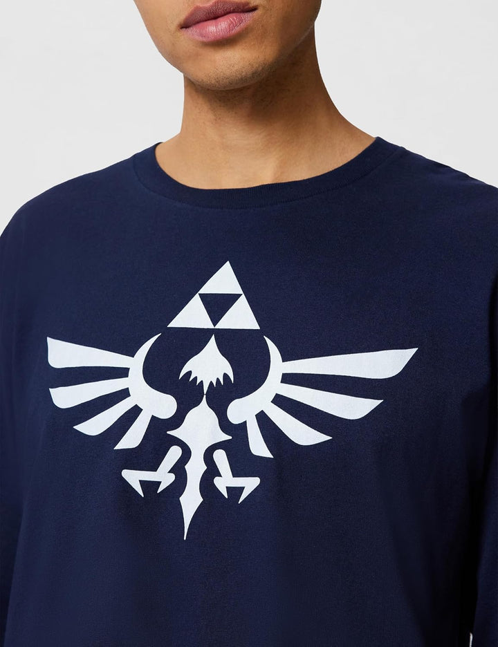 Nintendo Unisex Triumphant Triforce Shirt The Legend of Zelda Hemd L Blau/Langärmlig., L Blau/Langär