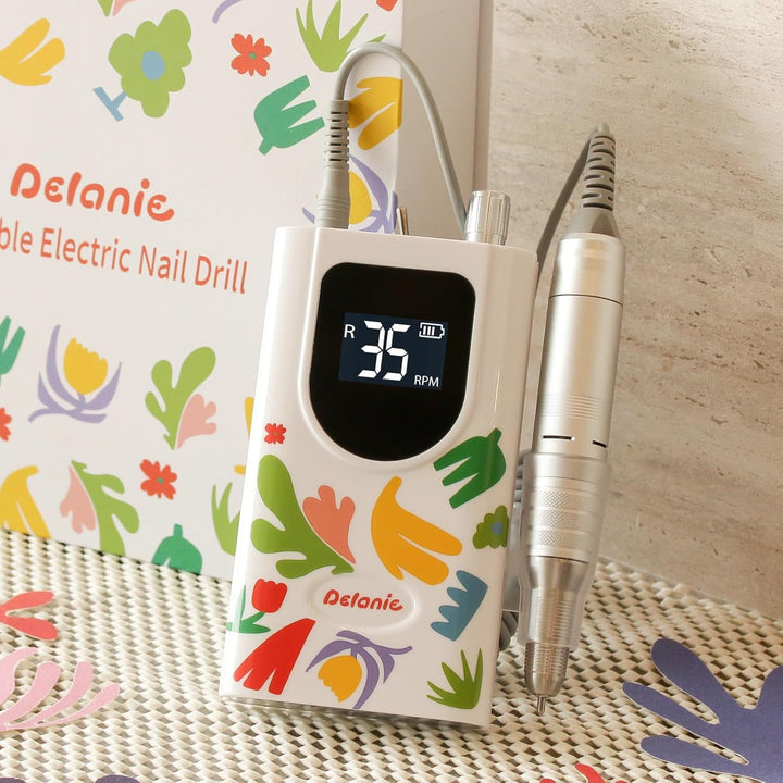 Delanie Professioneller Nagelfräser 35000 U/min, Wiederaufladbarer Fräser für Gelnägel Nagellack, El