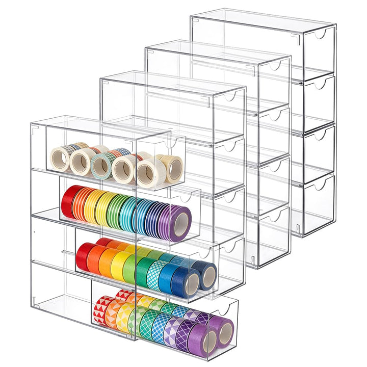NBEADS 4 Stück Acryl Washi Tape Organizer, Durchsichtiger Washi Tape Aufbewahrungshalter Mit 4 Schub