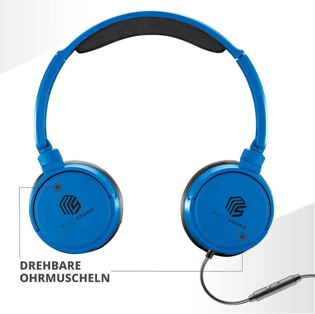 Music Sound | Bügelkopfhörer mit Kabel Over Ear Basic | On-Ear-Kopfhörer Faltbarer Kopfbügel mit 1,2