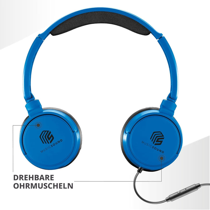 Music Sound | Bügelkopfhörer mit Kabel Over Ear Basic | On-Ear-Kopfhörer Faltbarer Kopfbügel mit 1,2