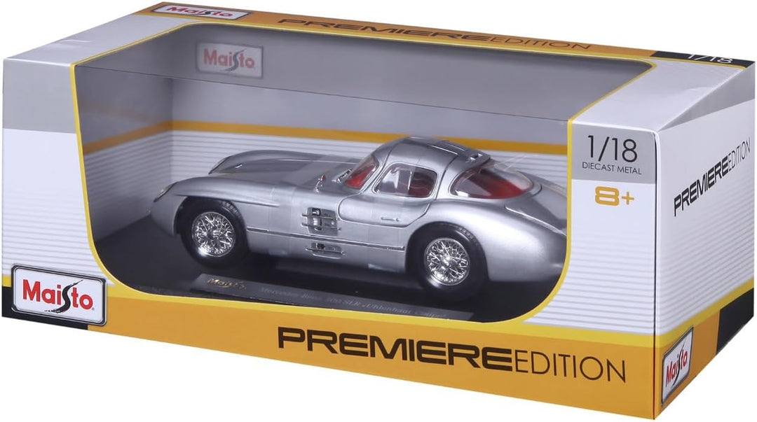 Maisto Mercedes 300SLR Coupé Uhlenhaut, Modellauto mit Federung, Massstab 1:18, Türen und Motorhaube