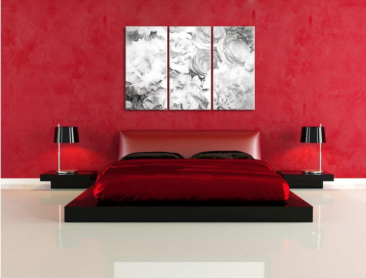 Pixxprint prachtvoller Blumenstrauss Kunst / 3-Teilig/Gesamtmass 120cm Leinwandbild bespannt auf Hol