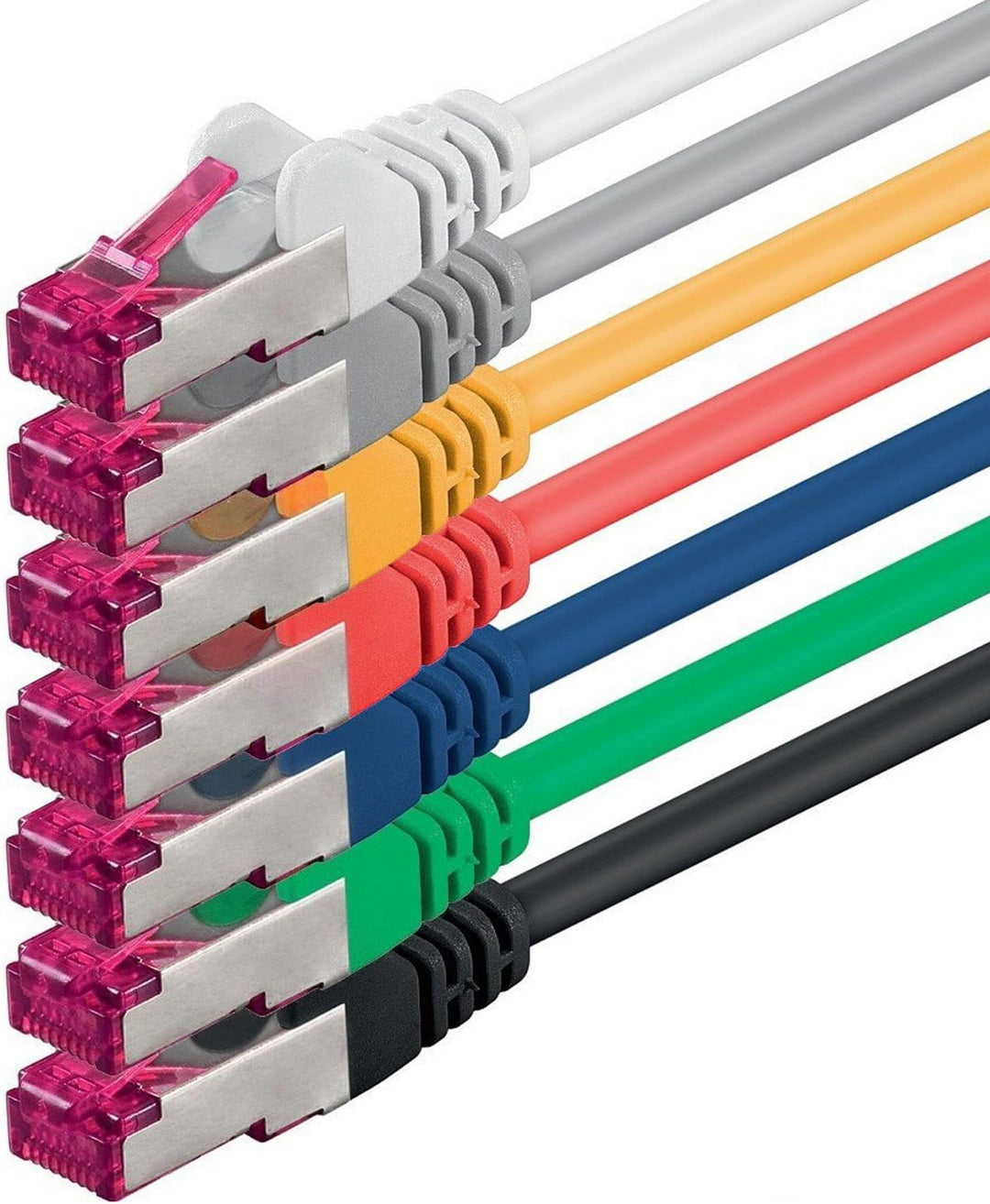 1aTTack.de 3m - 7 Farben - 7 Stück - Netzwerkkabel CAT6a (10Gb/s) S-FTP CAT 6a Lankabel - GHMT zerti