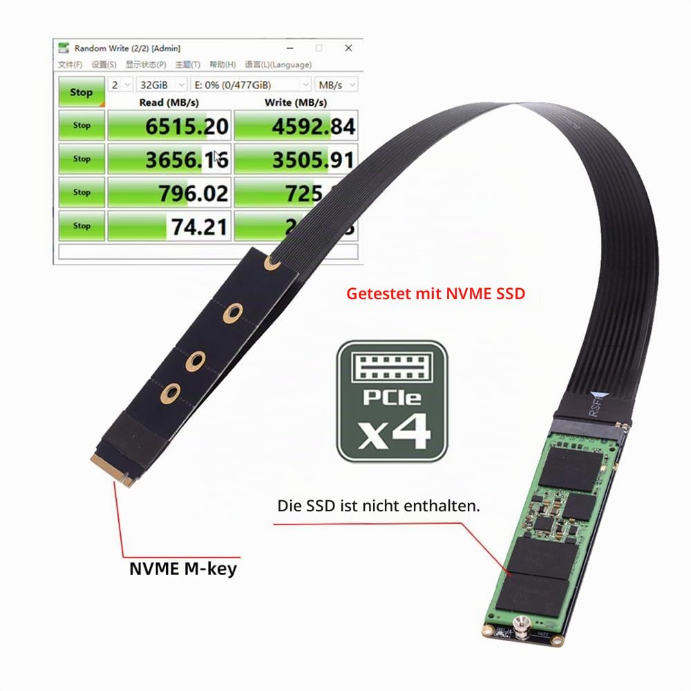 NFHK NGFF M-Key NVME Stecker auf Buchse Verlängerung PCI Express Kabel 30cm PCI-E 4.0 für Mainboard