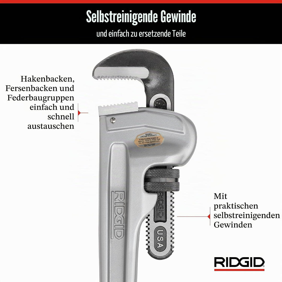 RIDGID 31105 Modell 824 gerade Aluminium-Rohrzange, 24" Sanitär-Schraubenschlüssel 24 inch, 24 inch