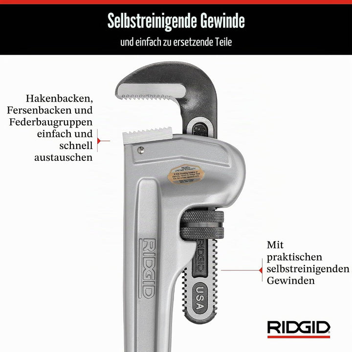RIDGID 31105 Modell 824 gerade Aluminium-Rohrzange, 24" Sanitär-Schraubenschlüssel 24 inch, 24 inch