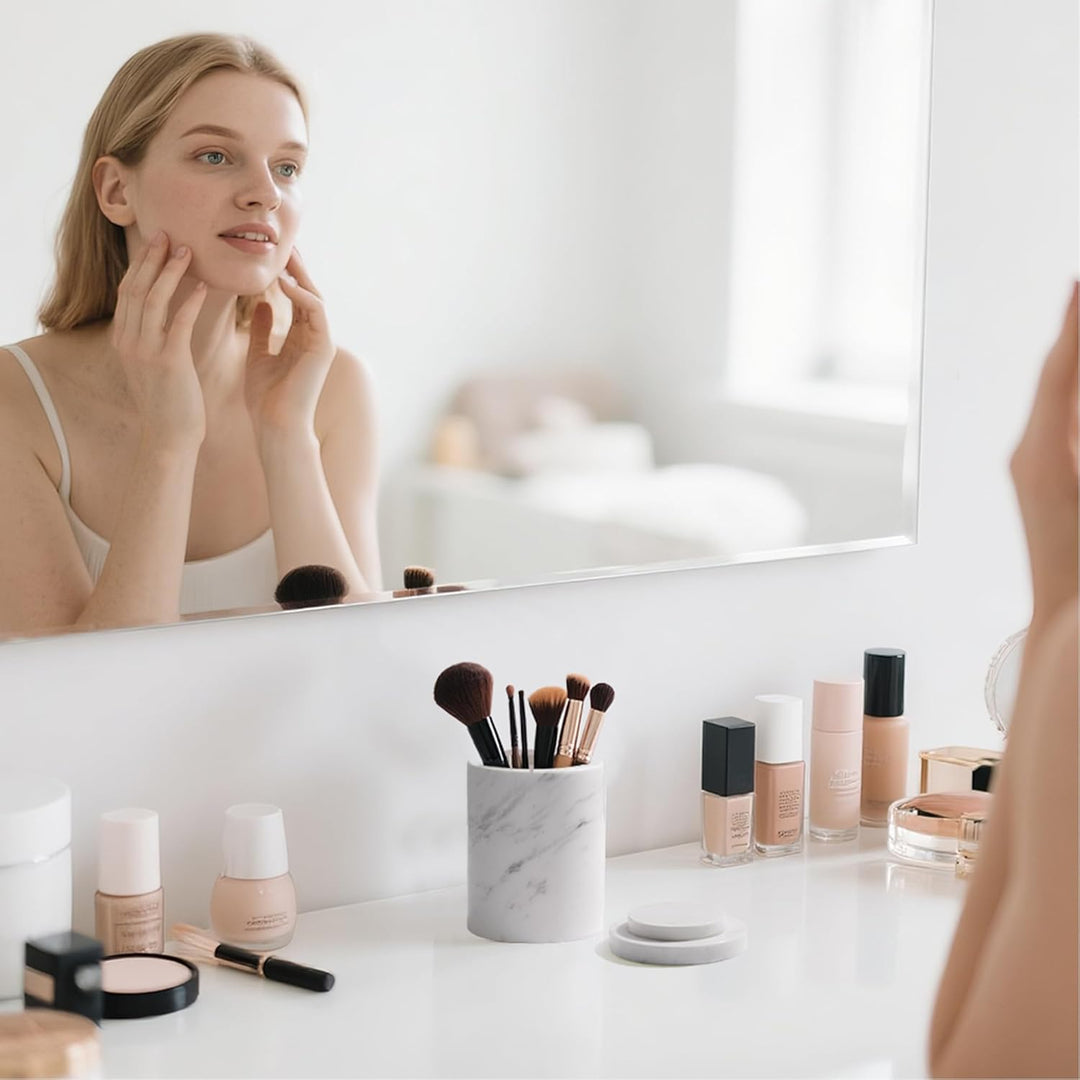 Marmor-Behälter, Marmor-Kottonswab-Behälter mit Deckel, Badezimmer-Vanity-Organizer, geeignet zur Au