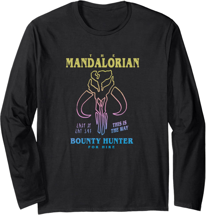 Star Wars: The Mandalorian Bounty Hunter Logo Outline Langarmshirt