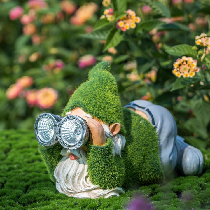TERESA'S COLLECTIONS Lustig Gartenzwerge Gartendeko für Draussen Zwerge Figur mit Solarleuchte beflo
