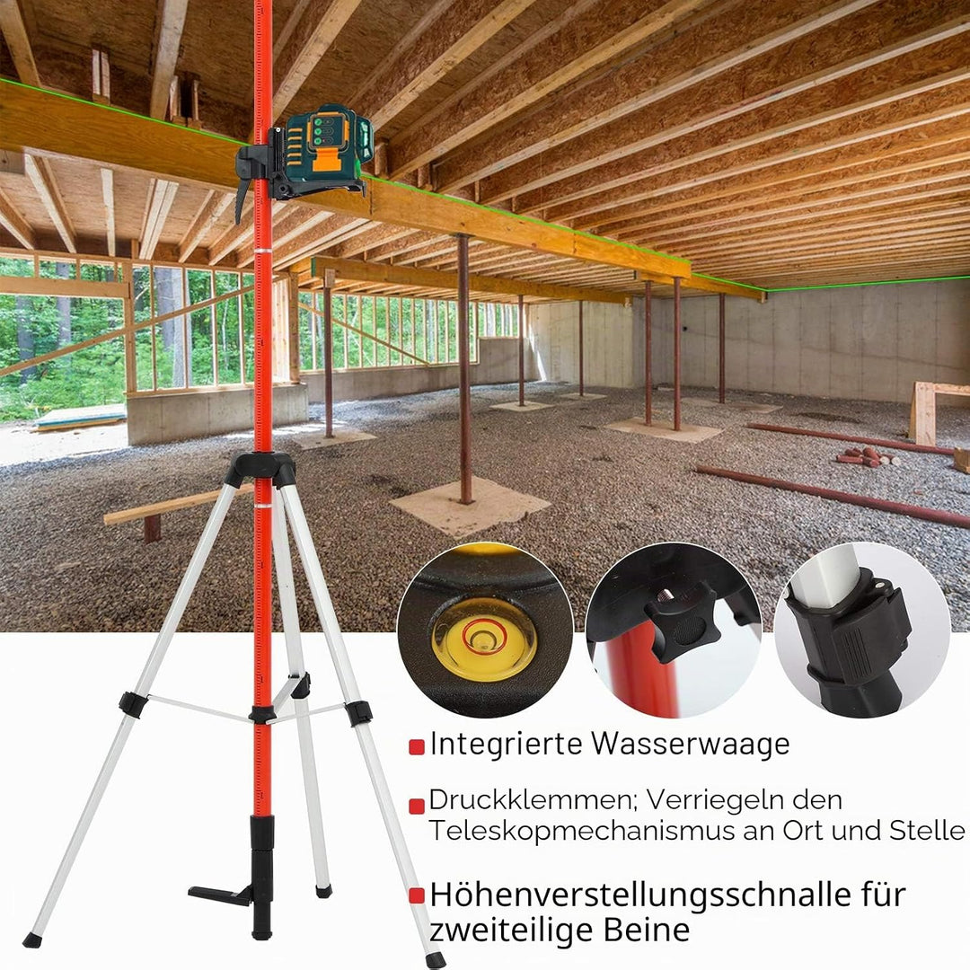 Teleskopstativ mit Halterung für Laser, Nivellierung von Rotations- und Linienlasern
