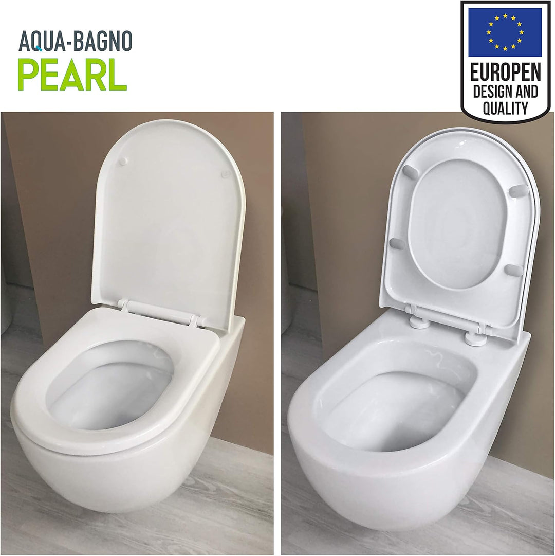 Aqua Bagno | Universal Toilettendeckel mit Absenkautomatik & WC-Sitz in D-Form, überlappender Deckel