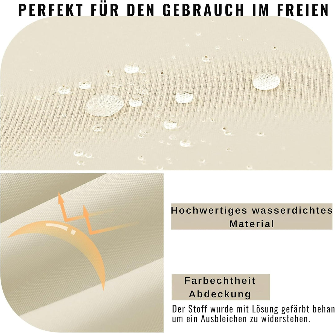 Outdoor Stuhlkissen 45x45, 2er Set mit Bändern, Creme | Wasserdichtes Sitzkissen mit Weicher Schaums