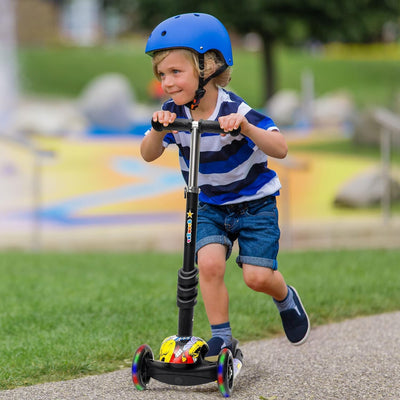 3-in-1 Kinder Roller Scooter mit Abnehmbarem Sitz und LED Leuchträdern Rollen|Höhenverstellbarer Kin