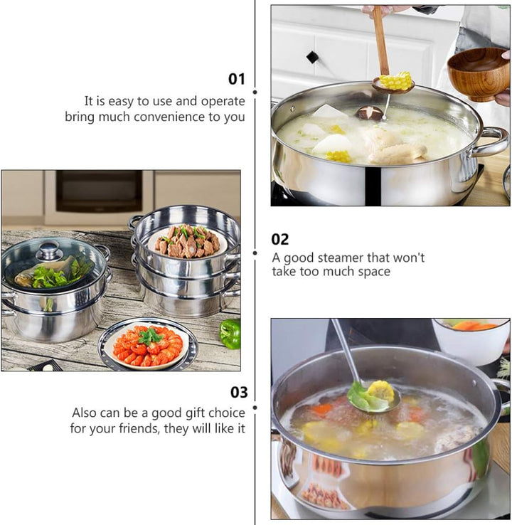 BESTonZON Kochtopf Dampfgarer 3- Dampfgarer Kchtpf Lebensmittelüsedampfer Herd für Küchenrestaurant