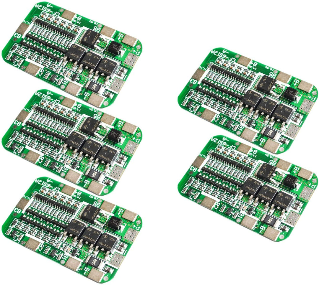 TECNOIOT 5 Stück 6S 15A 24V PCB BMS Schutzplatine für 6er Pack 18650 Li-Ionen-Lithium-Batterie