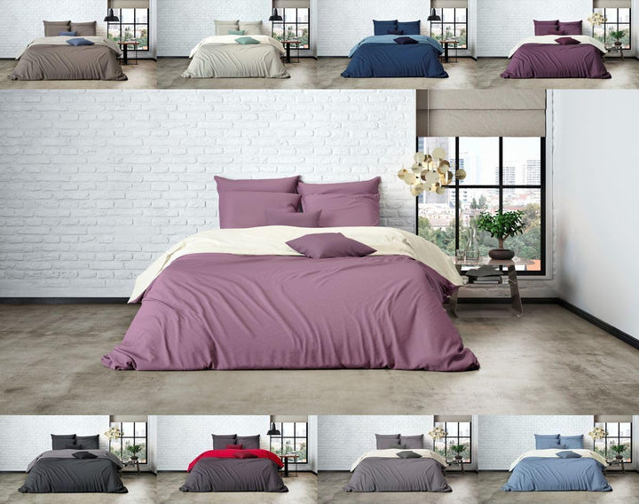 MISTRAL HOME Uni Einfarbig Wende Bettwäsche Edel Perkal 100% Ägyptische Baumwolle, Farbe:Pristine-Li