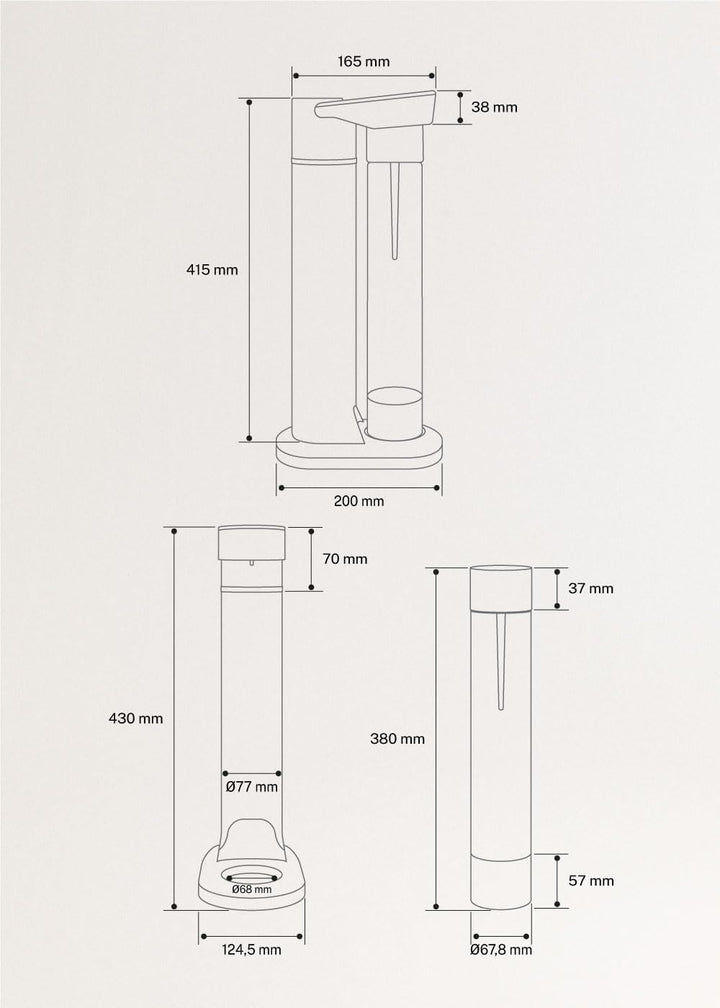 CREATE/SODA MAKER STUDIO/Wassersprudler 1L Sand + Doppelflasche 500ml + 350ml / Keine CO2-Flaschen e