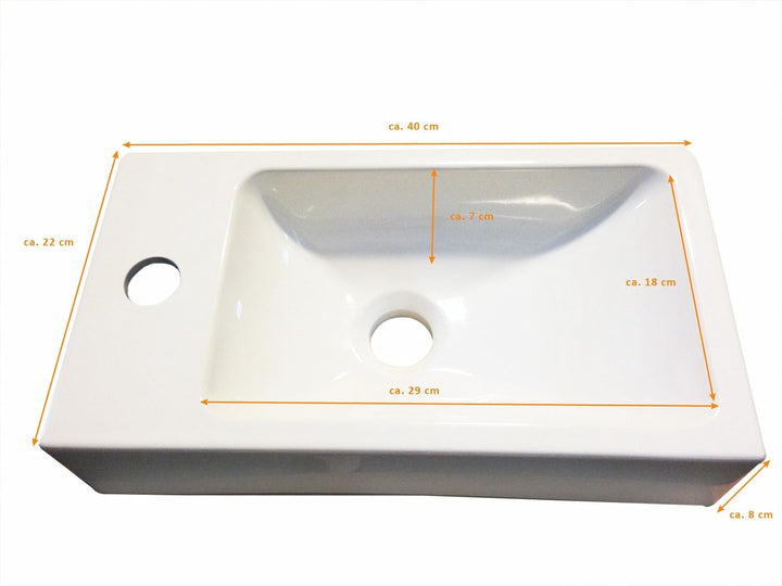 SAM Waschplatz Vega, Kleiner Waschtisch 40 x 22 cm, Sonoma-Eiche, Tür mit Push-Open-Funktion, Kunsts