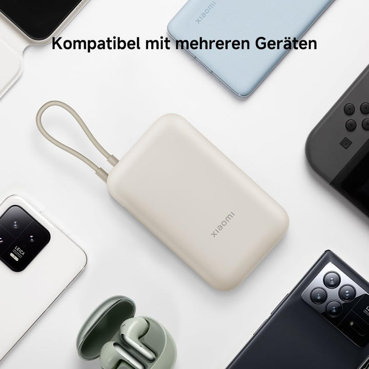 Xiaomi 22.5W Power Bank mit Integriertem Kabel - 10000mAh, Schnellladefunktion, lädt 3 Geräte gleich