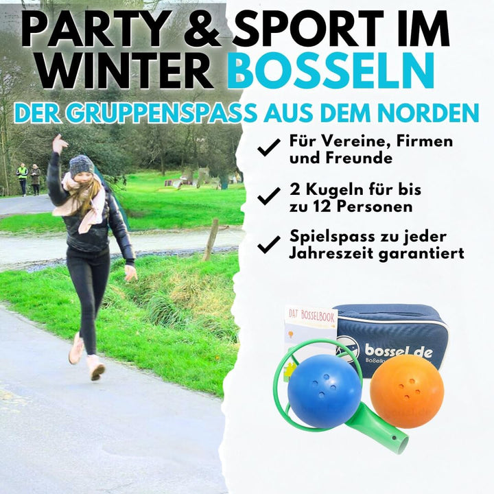 Bosselset Bosselkugeln 2 Stück, Kraber und Tasche (gelb/rot) (orange/blau), (orange/blau)