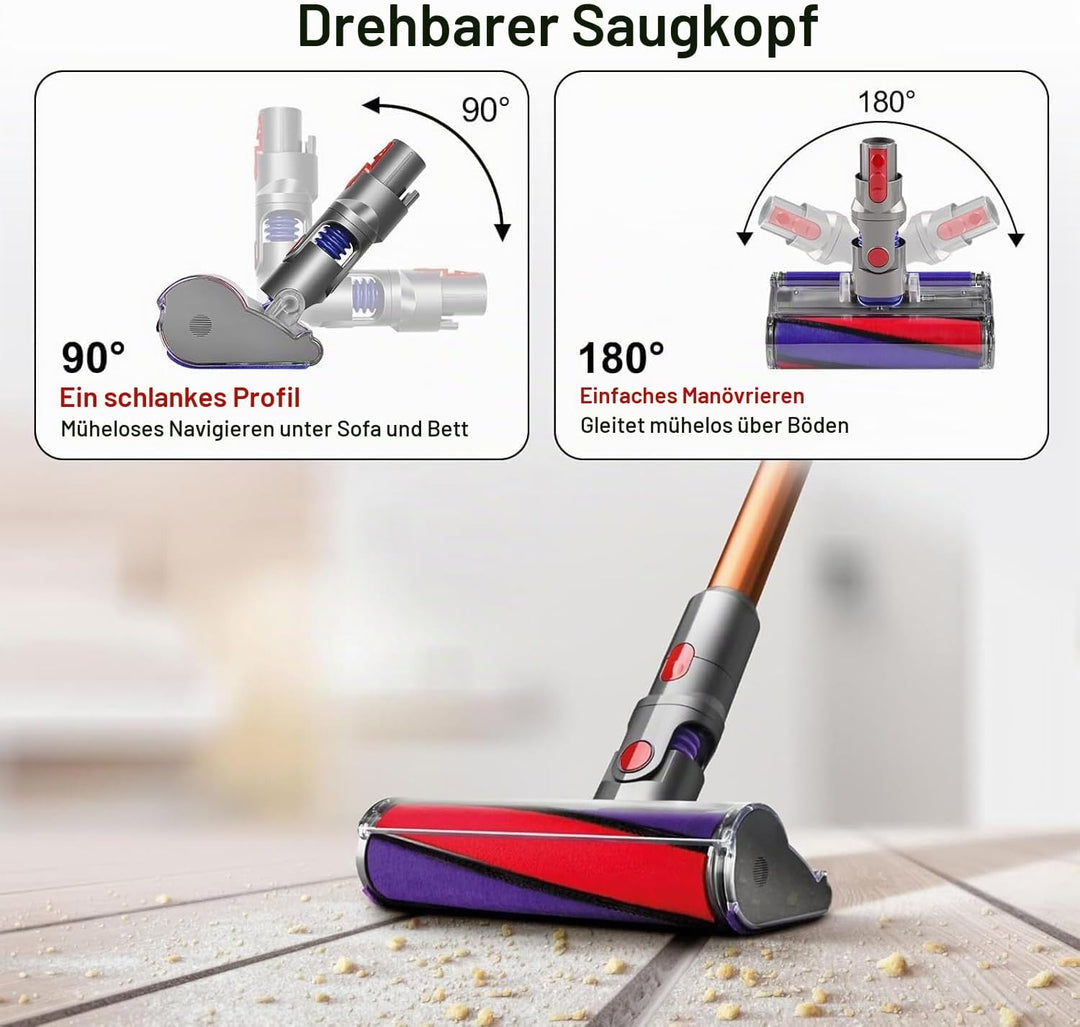 Softwalze Bodendüse für Dyson V7 V8 V10 V11 V15 Staubsauger, Elektrischer Soft Roller Bürste Aufsatz