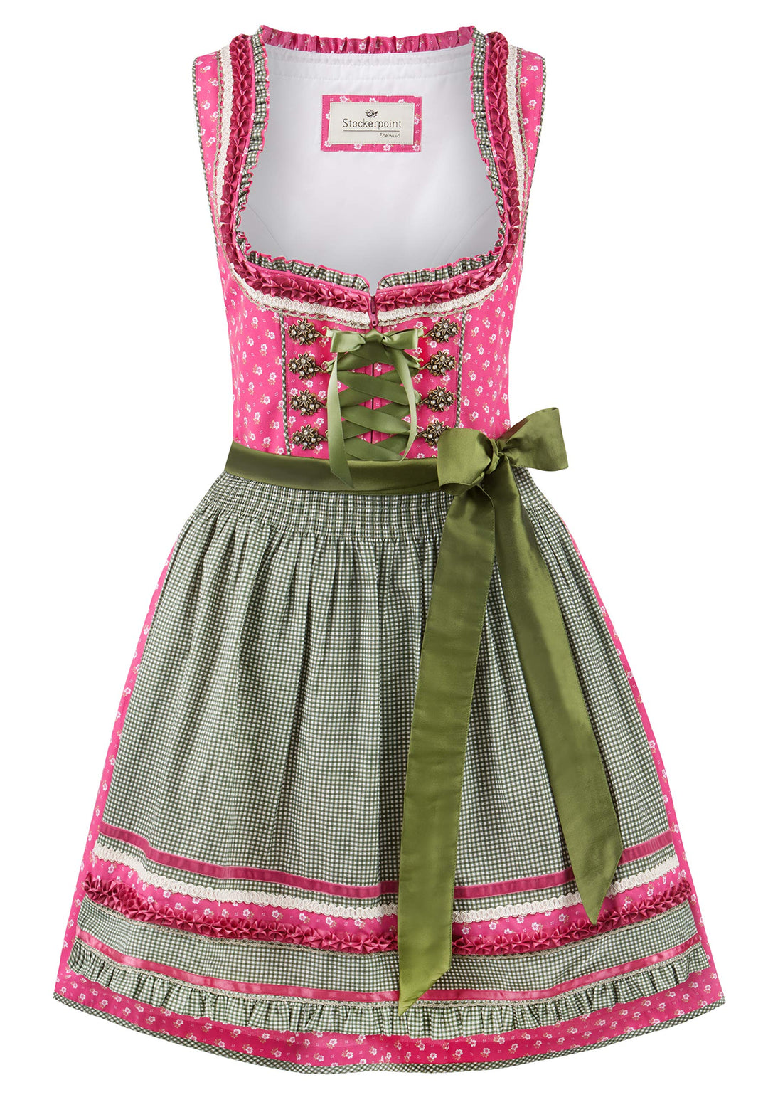 Stockerpoint Damen Dirndl Martina Kleid für besondere Anlässe 32 Pink-grün, 32 Pink-grün