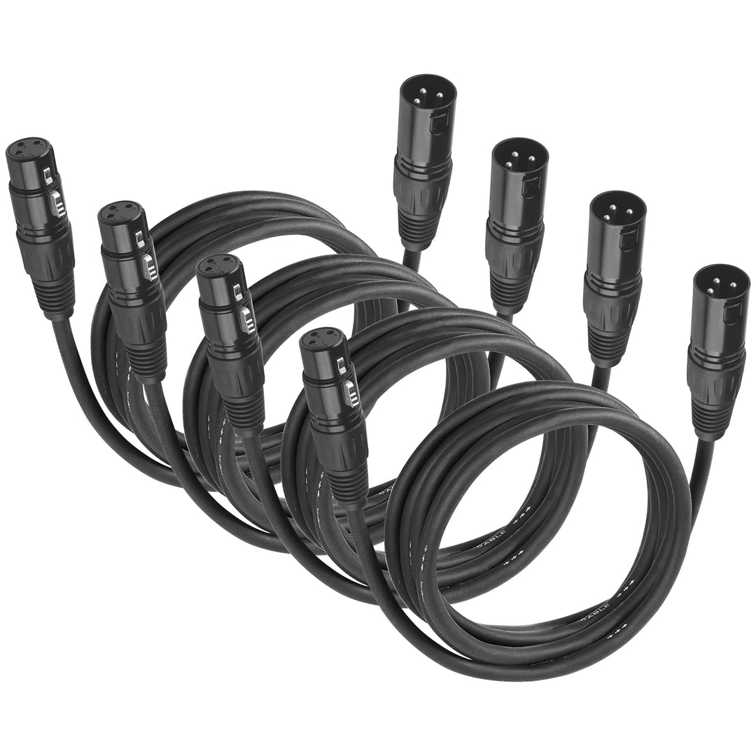 DMX Kabel 3m, 10ft XLR Kabel for Stage Light or Microphone, DMX Kabel 3 Polig With Male to Female Co