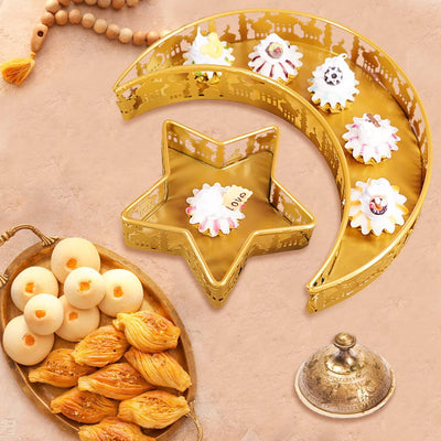 YumSur Ramadan Tablett, Eid Mubarak Tablett, Mond Stern Serviertablett, Ramadan Dekorationen Mond Ta