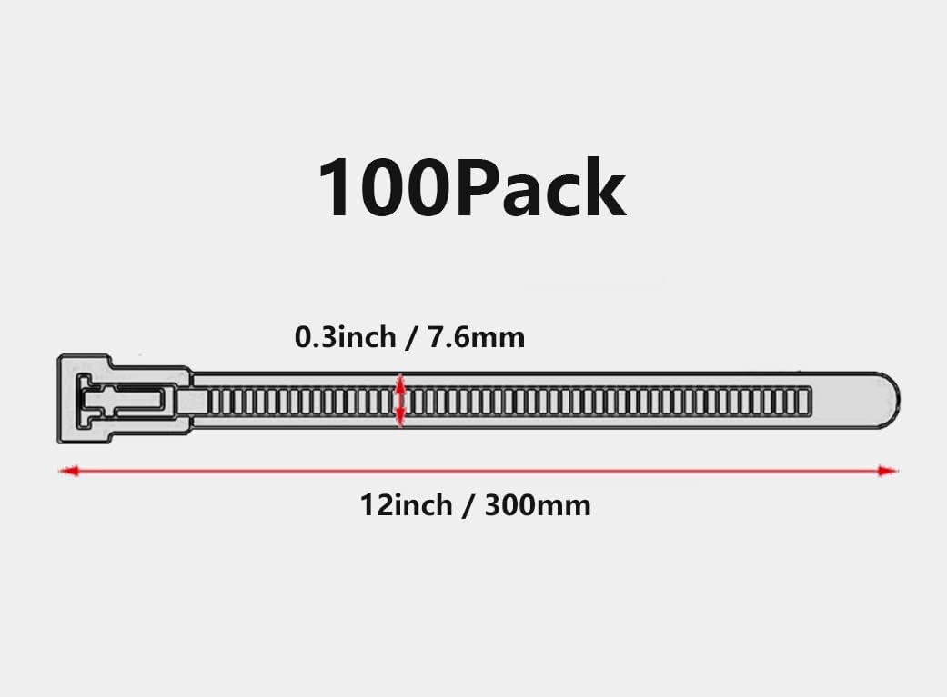 Oksdown Kabelbinder wiederverschliessbar Gelb 300 mm × 7,6 mm 100 Stück UV-Beständig Stark Gross Nyl