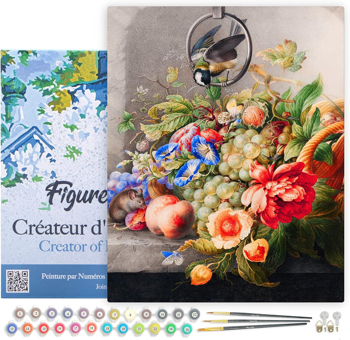 Figured'Art Malen Nach Zahlen Erwachsene Mit Rahmen Blumen und Obst - Herman Henstenburgh - Paint by
