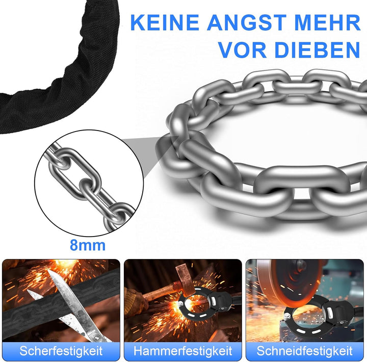 GuKKK E Scooter Schloss,Handschellenschloss mit Schlüssel, Fahrradschloss für E Scooter mit Gummi-Lo