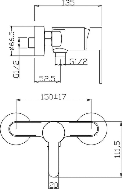 'aquaSu® Einhandmischer Jetmix Style für Brause | Chrom | Wasserhahn | Einhebelmischer | Armatur | M