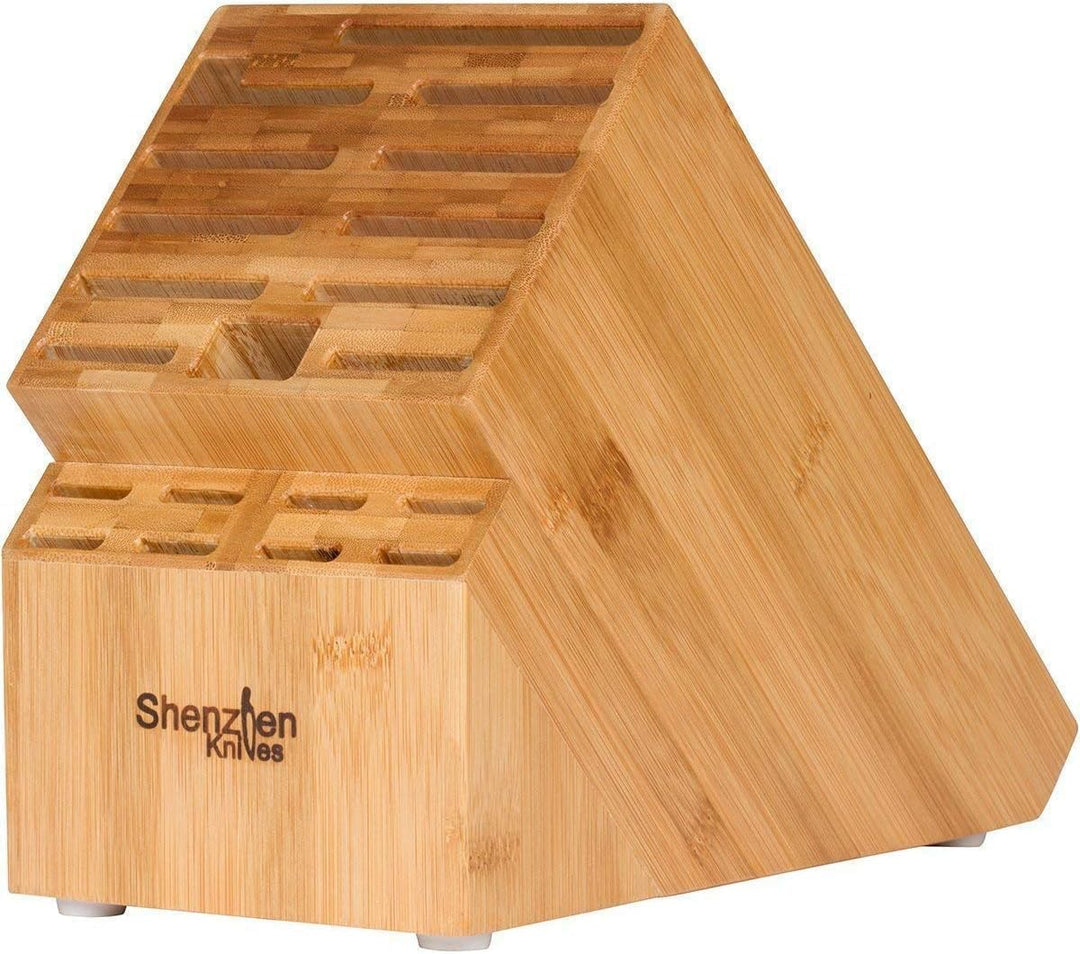 Shenzhen Knives Universal-Messerblock mit 20 breiten Schlitzen: in X-Large Bambusholz-Messerblock oh
