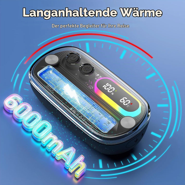 Handwärmer Elektrisch 2 Pack, Taschenwärmer Wiederverwendbar Magnetische Hand Warmers mit RGB-Beleuc