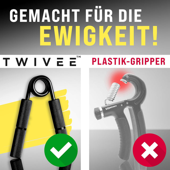 TWIVEE - Fingerhantel - Unterarmtrainer für maximale Griffkraft - Gripper aus gehärtetem Stahl und A