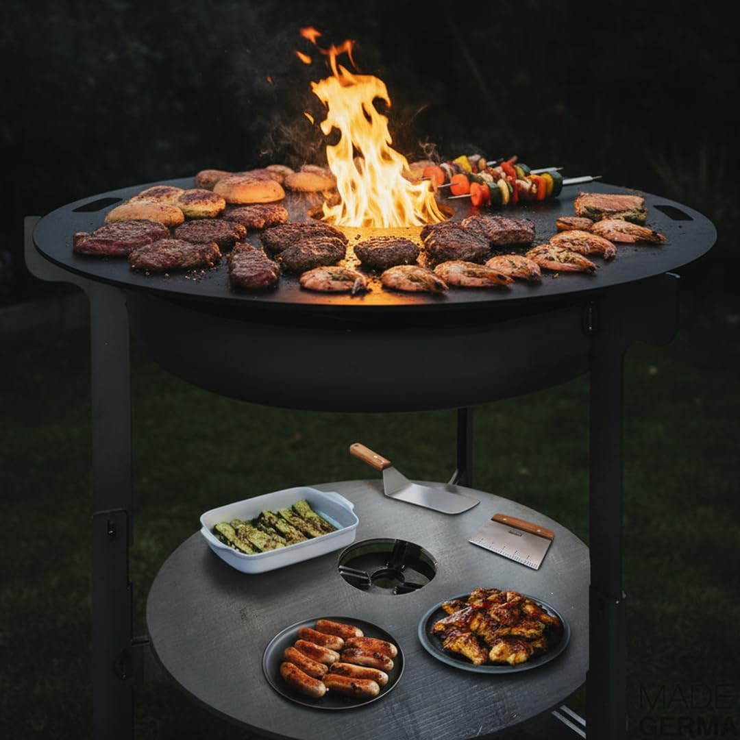 Terma Feuerschale mit Feuerplatte 69-80-100cm -Der Neue Grill Trend- Plancha Grillplatte feuertonne