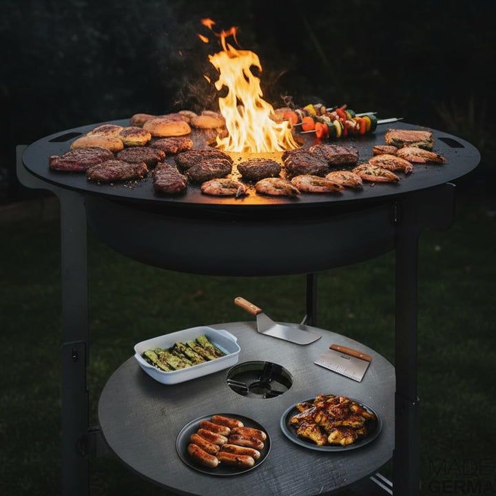 Terma Feuerschale mit Feuerplatte 69-80-100cm -Der Neue Grill Trend- Plancha Grillplatte feuertonne