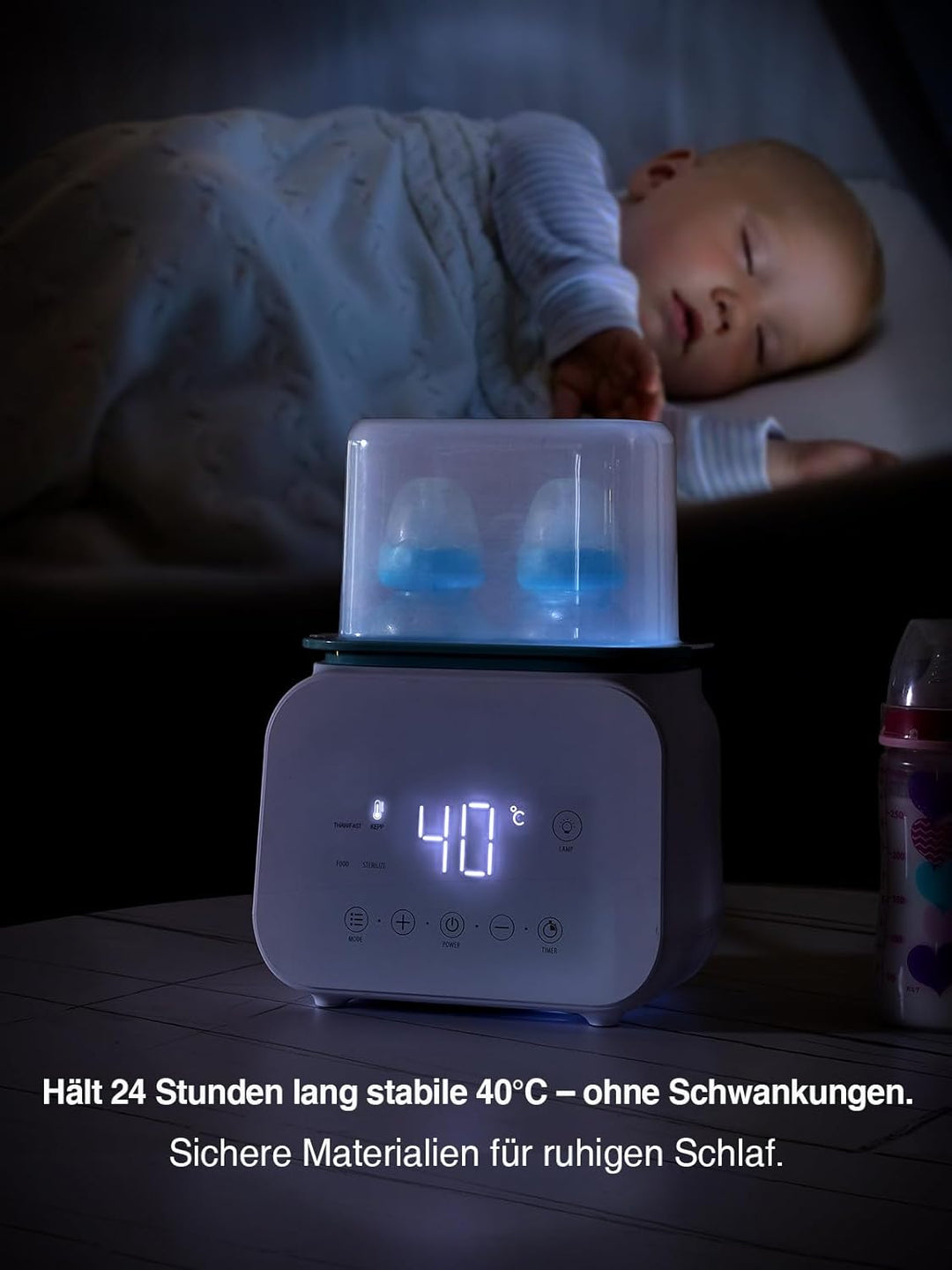 KOSTTE Flaschenwärmer Baby - Flaschenwärmer für 2 Flaschen - Babykostwärmer mit Temperatur - BPA-fre