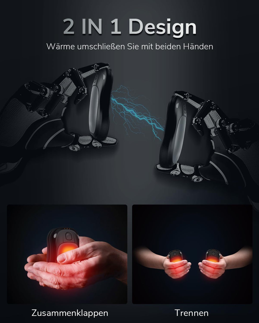 Handwärmer Taschenwärmer, Wiederaufladbar Elektrischer Handwärmer mit 20 Stunden Langanhaltender Wär