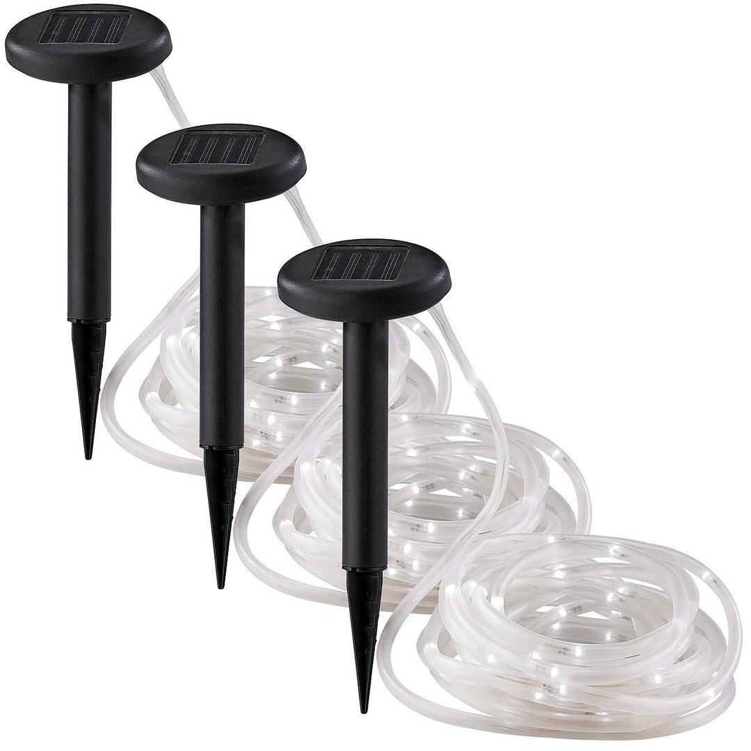 Lunartec Solarschlauch: 3er-Set Solar-Lichtschläuche mit je 50 weissen LEDs, je 5 m (LED-Solar-Licht