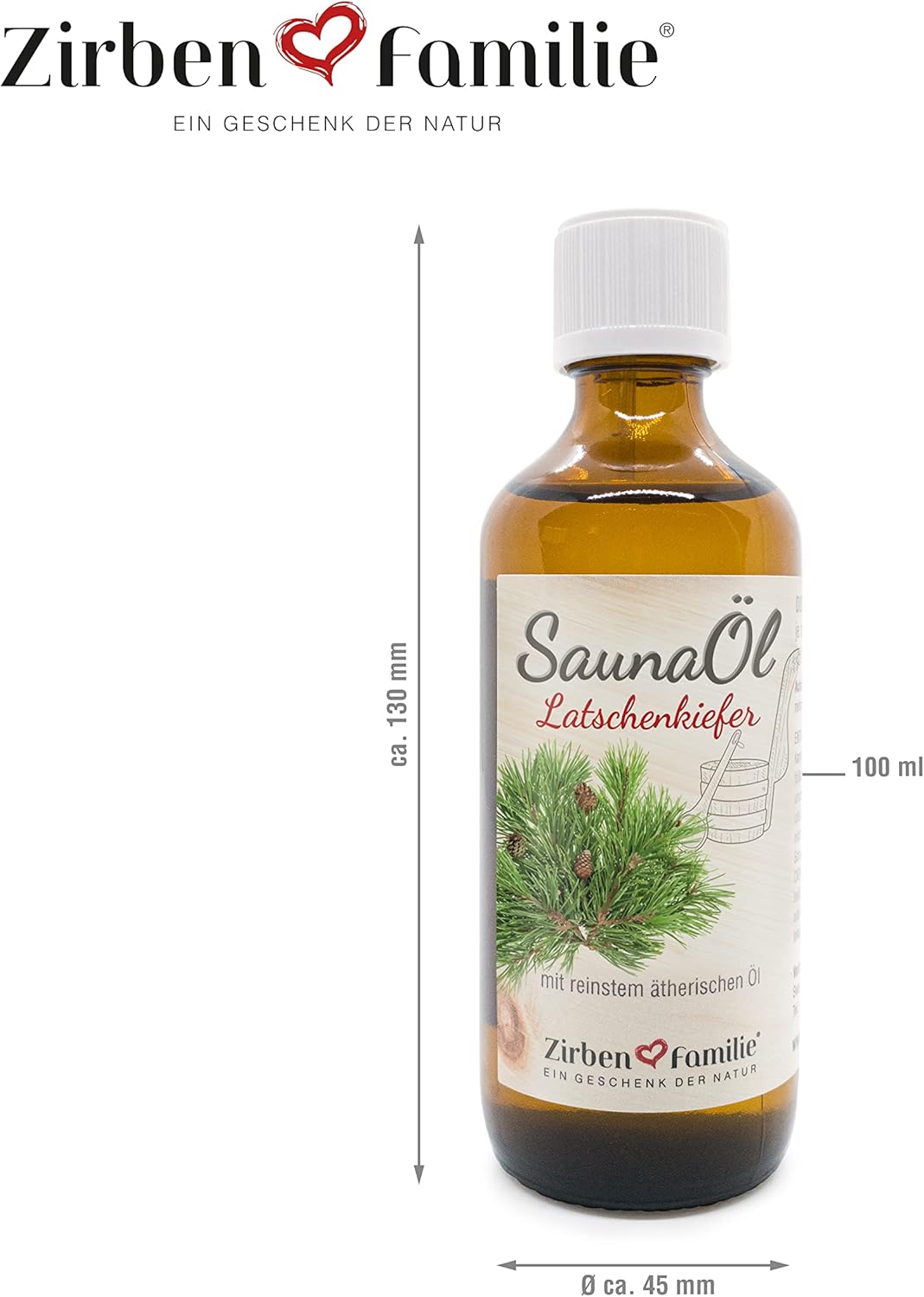 SaunaÖl Latschenkiefer (100ml) für Saunaaufguss mit würzigem Latschenkiefer-Duft Sauna Aufgussmittel