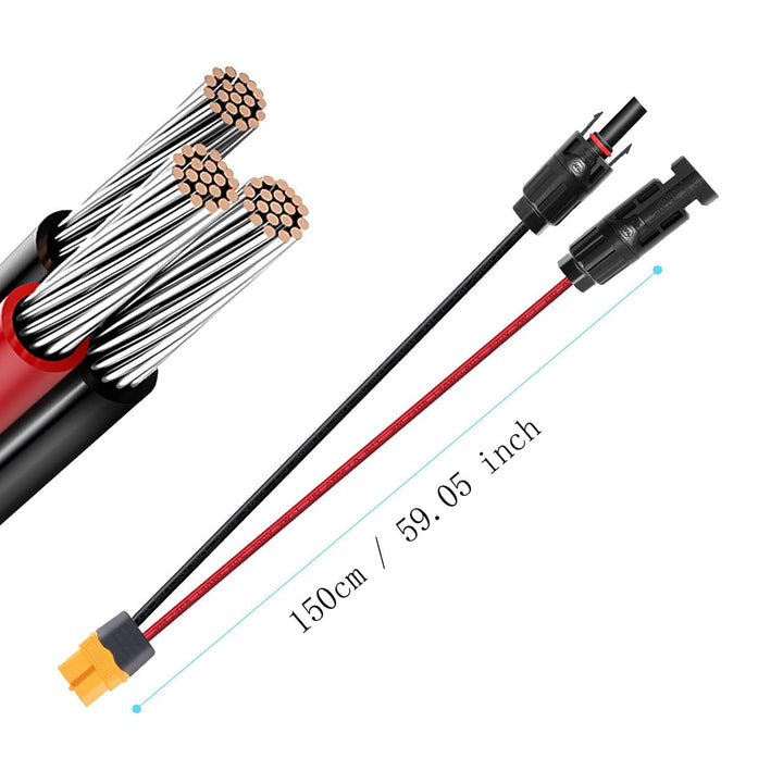 ZkeeShop Solarladekabel Solarstecker auf XT60 Adapter Stecker Solarpanel Verlängerungskabel 12AWG Ka